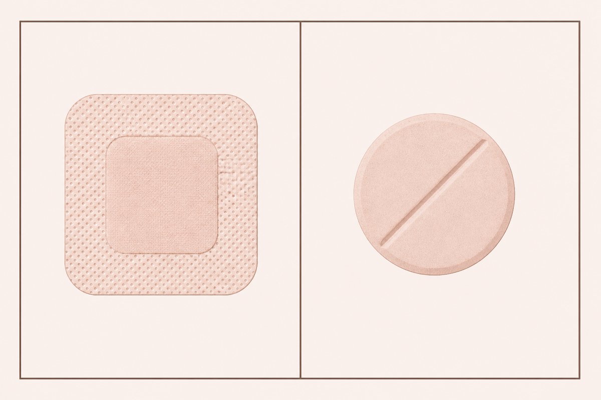 Patch vs 0.2 mg tablet icons on one card
