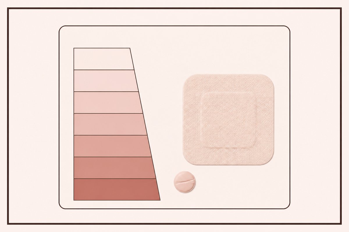 Clonidine 0.2 mg tablet beside a patch outline