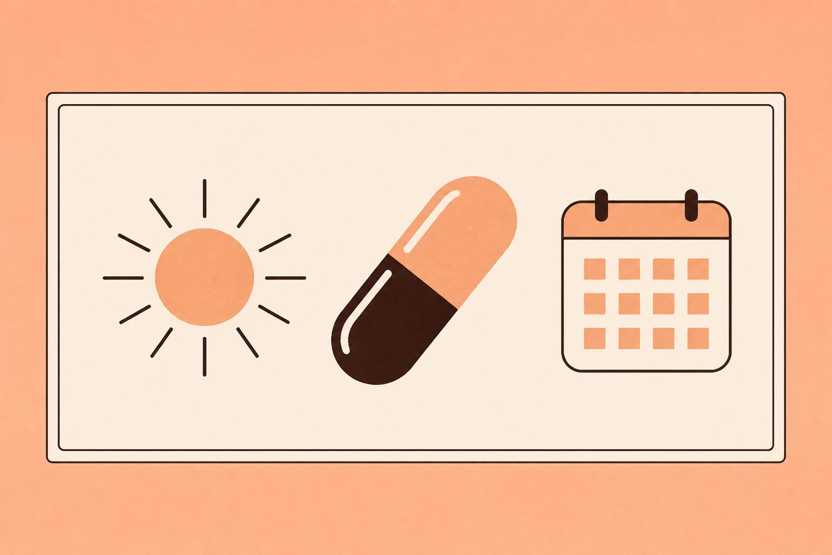 Sun and calendar beside an 80 mg DR capsule