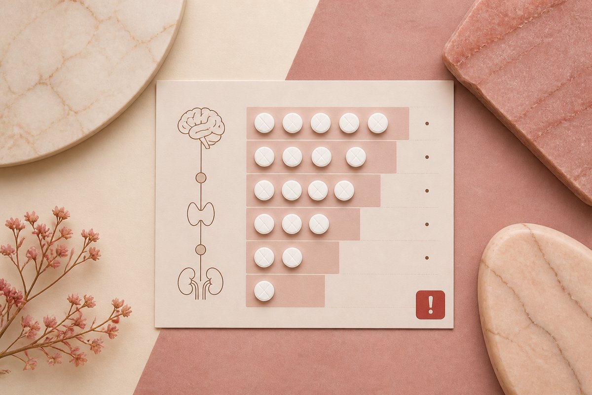Deltasone 20 mg tablets on a taper specimen card