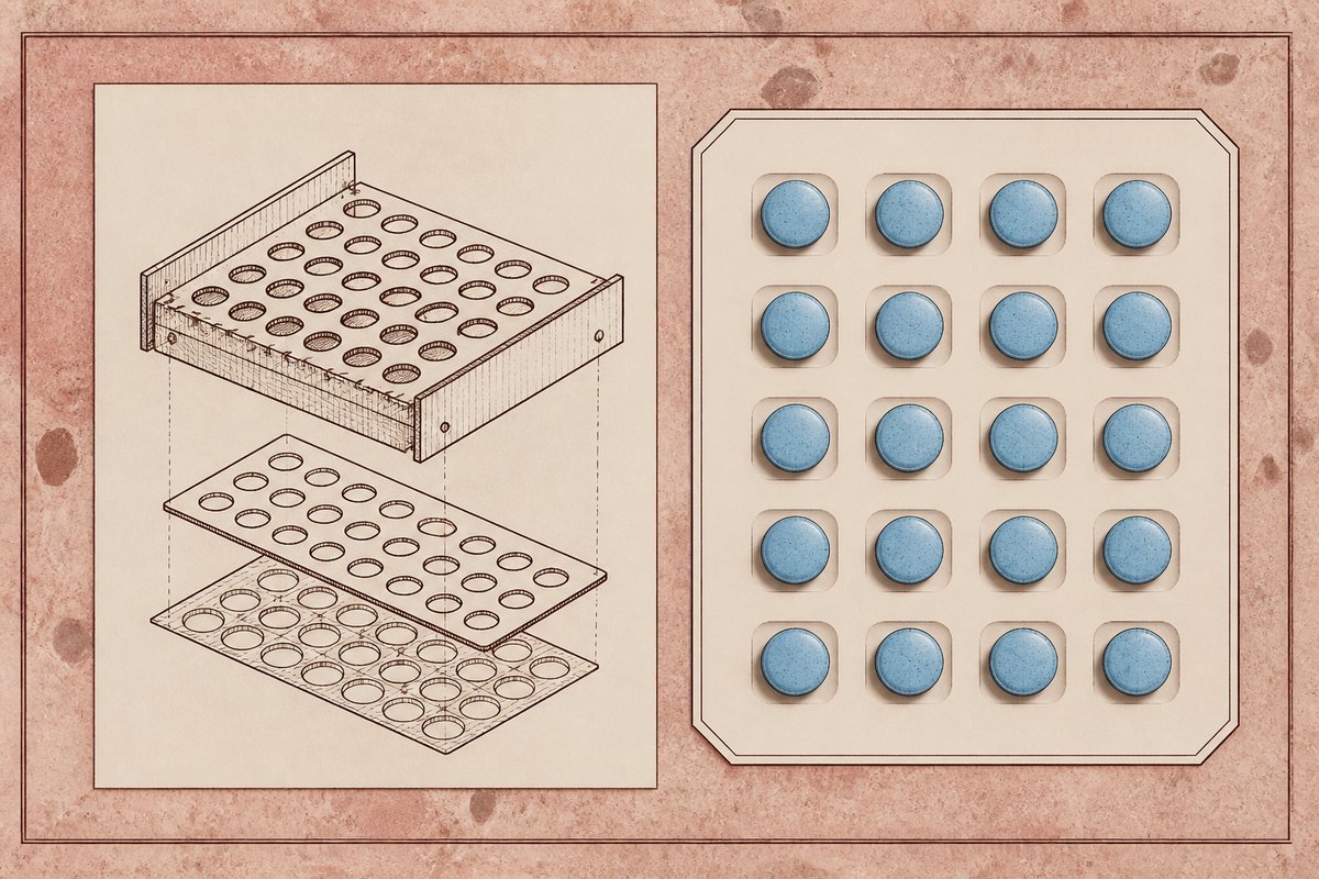Steps marked 25 and 50 next to blue tablets